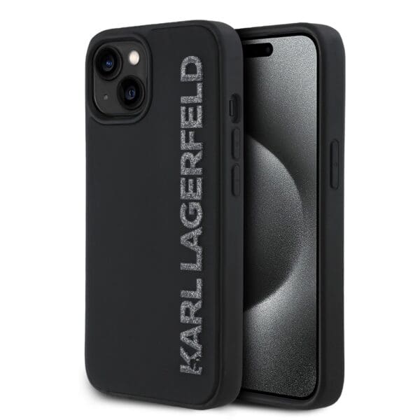 Karl Lagerfeld 3D Rubber Glitter Logo Black iPhone 14 Tok