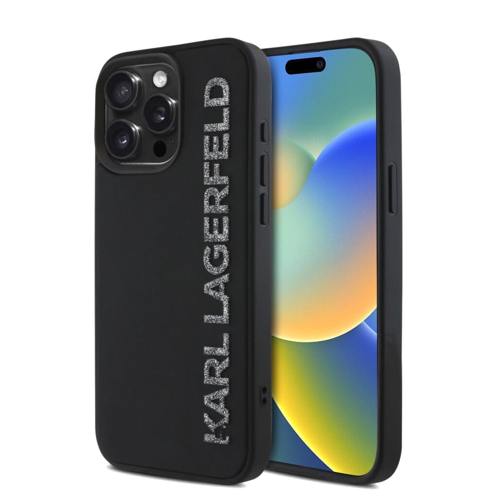 Karl Lagerfeld 3D Rubber Glitter Logo Black iPhone 15 Pro Max Tok