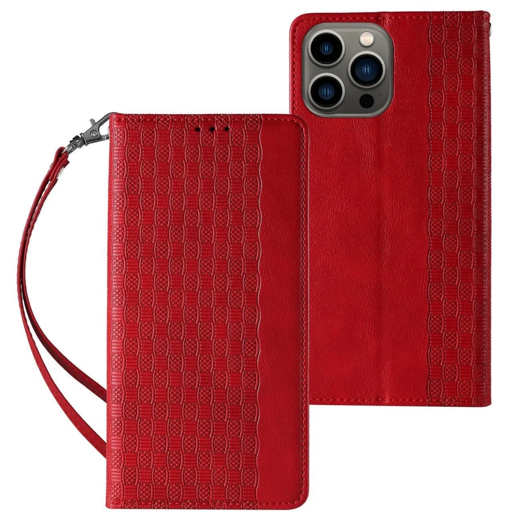 Magnet Strap Case Plus Case With Flip Wallet Mini Lanyard Stand Red iPhone 14 Plus Tok