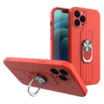 Ring Case Silicone Case With Finger Grip And Stand For Red iPhone 13 Pro Tok