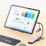 Tech-Protect Hb06 Hub Adapter 8In1 Type-C + Usb2.0 + Usb3.0 + Sd/Tf + Av3.5 Space Grey