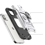 Wozinsky Ring Armor Case For Armored Cover Magnetic Holder Ring Silver iPhone 14 Tok