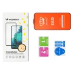 Wozinsky Super Durable Full Screen Tempered Glass With Frame Case Friendly Full Glue Black iPhone 15