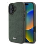 DKNY PU Leather Grid Pattern MagSafe Green iPhone 16 Tok
