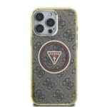 Guess IML 4G Glitter and Triangle Logo MagSafe Brown iPhone 16 Pro Max Tok