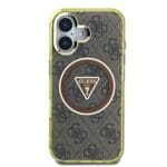 Guess IML 4G Glitter and Triangle Logo MagSafe Brown iPhone 16 Tok