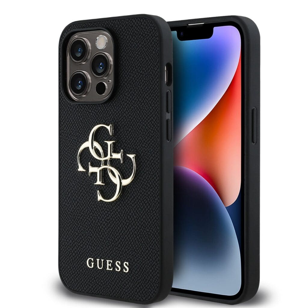 Guess PU Grained 4G Metal Logo Black iPhone 13 Pro Tok