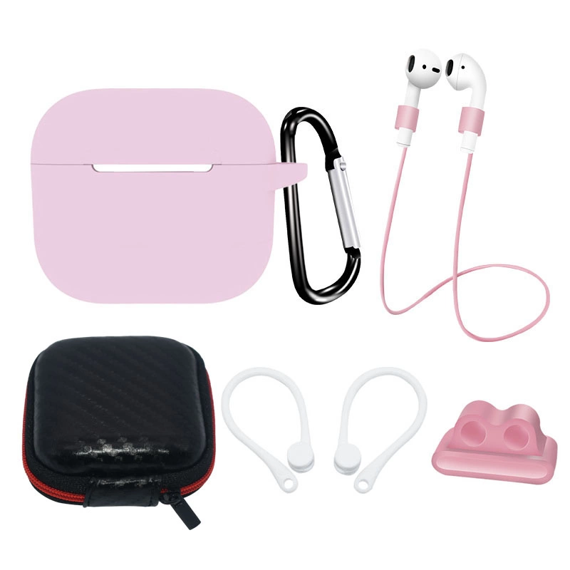 Silicone Set Case/Ear Hook/Neck Strap/Watch Strap Holder/Carabiner Clasp Pink AirPods 3 Tok