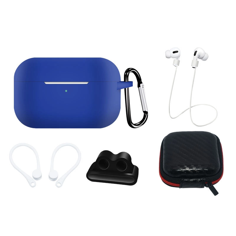 Silicone Set Ear Hook / Neck Strap / Watch Strap Holder / Carabiner Blue AirPods Pro/Pro 2 Tok