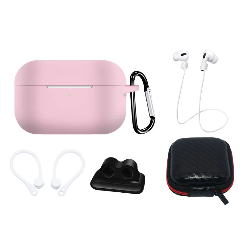 Silicone Set Ear Hook / Neck Strap / Watch Strap Holder / Carabiner Pink AirPods Pro/Pro 2 Tok