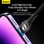 Baseus Glimmer Series Fast Charging Data Cable USB-A Lighting 2.4A 1m Black