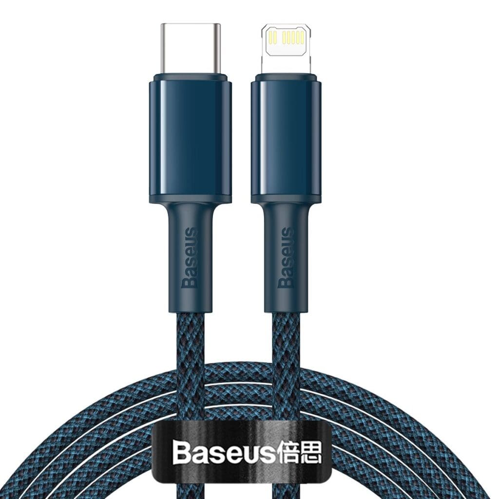 Baseus High Density Braided Series Fast Charging Data Cable USB-C Lighting 20W 2m Blue