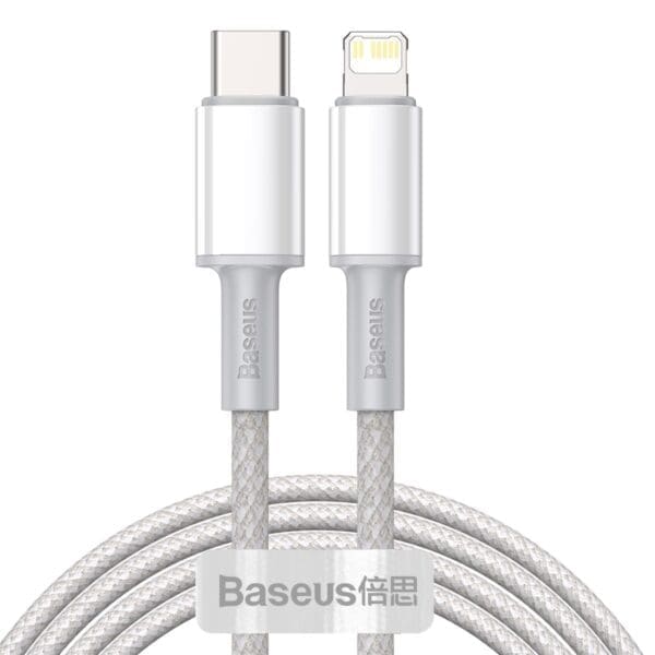 Baseus High Density Braided Series Fast Charging Data Cable USB-C Lighting 20W 2m White