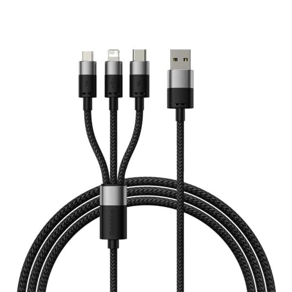 Baseus StarSpeed 3v1 Fast Charging Data Cable USB-A USB-C/Lighting/MicroUSB 20W 3.5A 0.6m Black