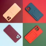 Card Armor Pouch Cover Card Wallet Silicone Armor Cover Air Bag Orange Samsung Galaxy A32 4G Tok