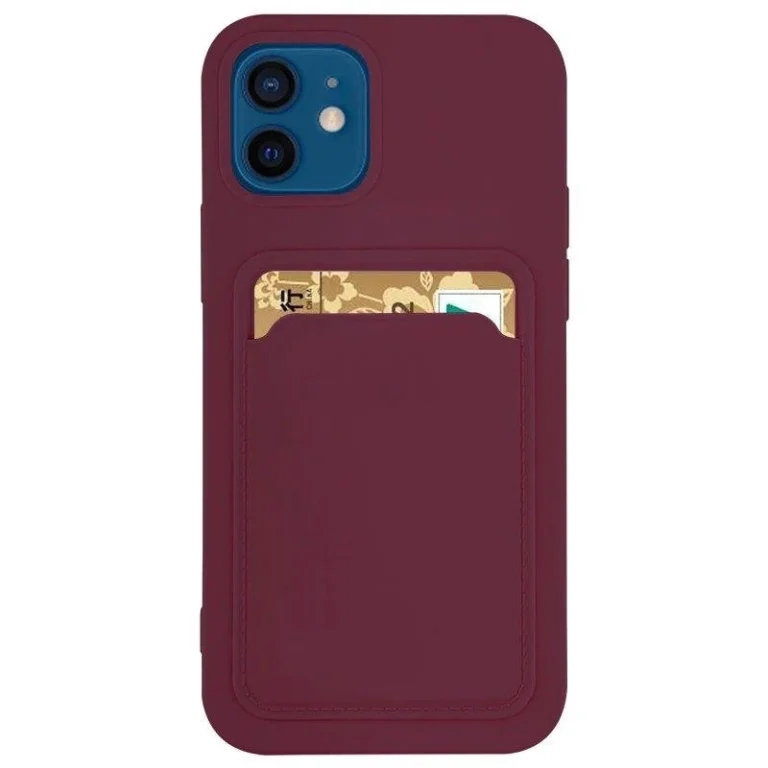 Card Silicone Wallet With Card Slot Documents Burgundy Samsung Galaxy A22 4G Tok