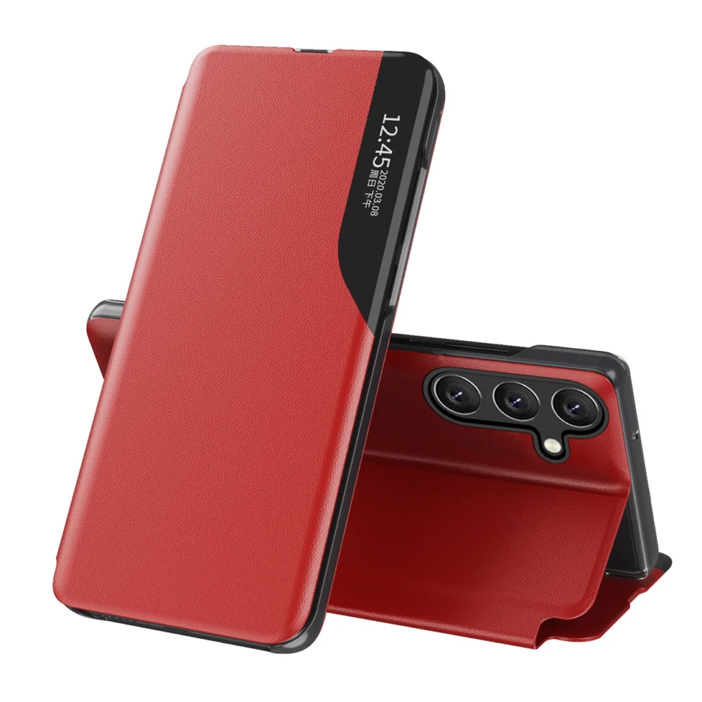Eco Leather View With Flap And Stand Red Samsung Galaxy S24 Fe Tok
