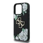 Guess PU Grained Roses 4G Metal Logo Black iPhone 16 Pro Tok