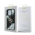 Guess PU Grained Roses 4G Metal Logo Black iPhone 16 Pro Tok