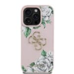 Guess PU Grained Roses 4G Metal Logo Pink iPhone 16 Pro Tok