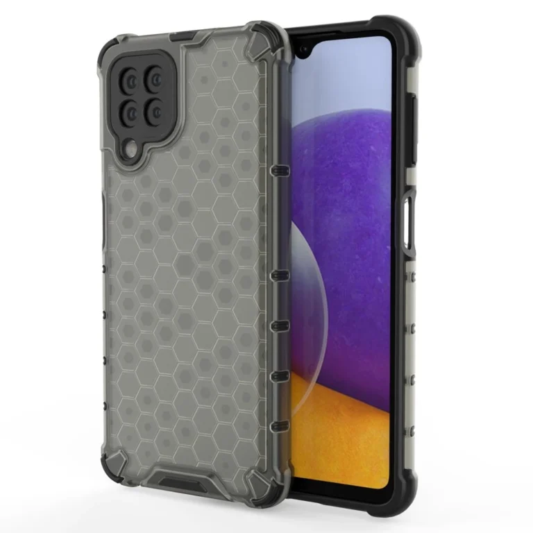 Honeycomb Armor Cover With TPU Bumper Black Samsung Galaxy A22 4G Tok