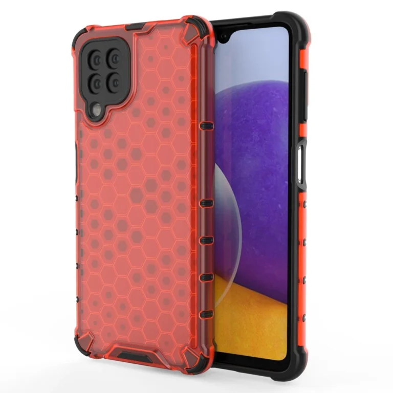 Honeycomb Armor Cover With TPU Bumper Red Samsung Galaxy A22 4G Tok