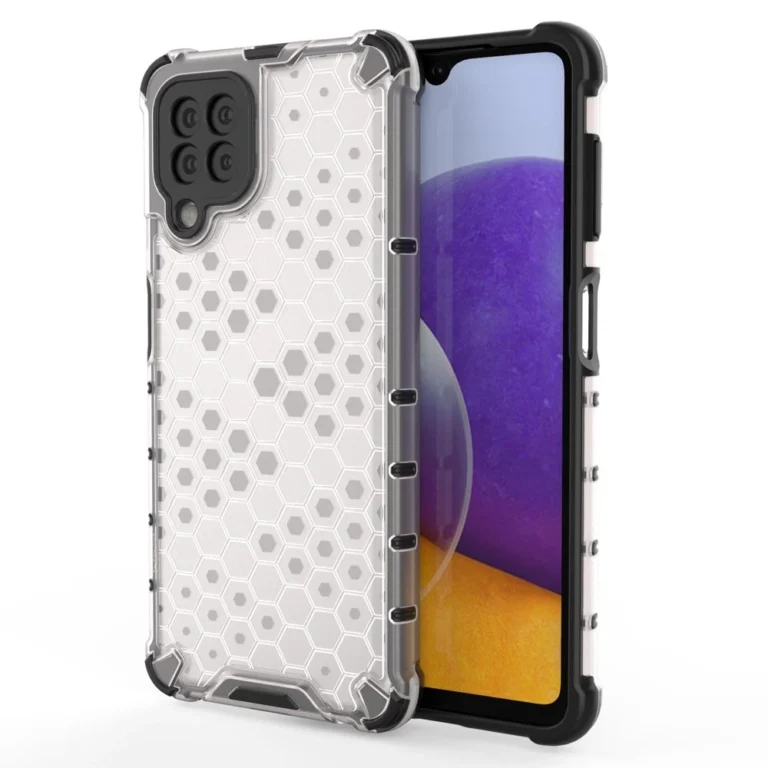 Honeycomb Armor Cover With TPU Bumper Transparent Samsung Galaxy A22 4G Tok
