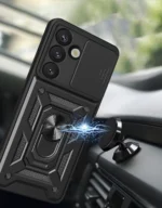 Hybrid Armor Camshield With Camera Cover And Metal Ring Black Samsung Galaxy S25 Tok