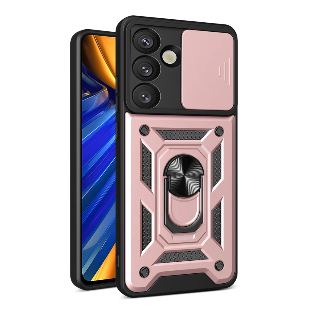 Hybrid Armor Camshield With Camera Cover And Metal Ring Pink Samsung Galaxy S25 Tok