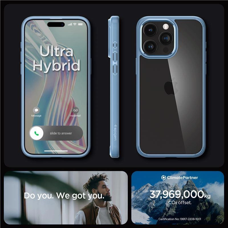 Spigen Crystal Hybrid Clear Blue iPhone 15 Pro Max Tok