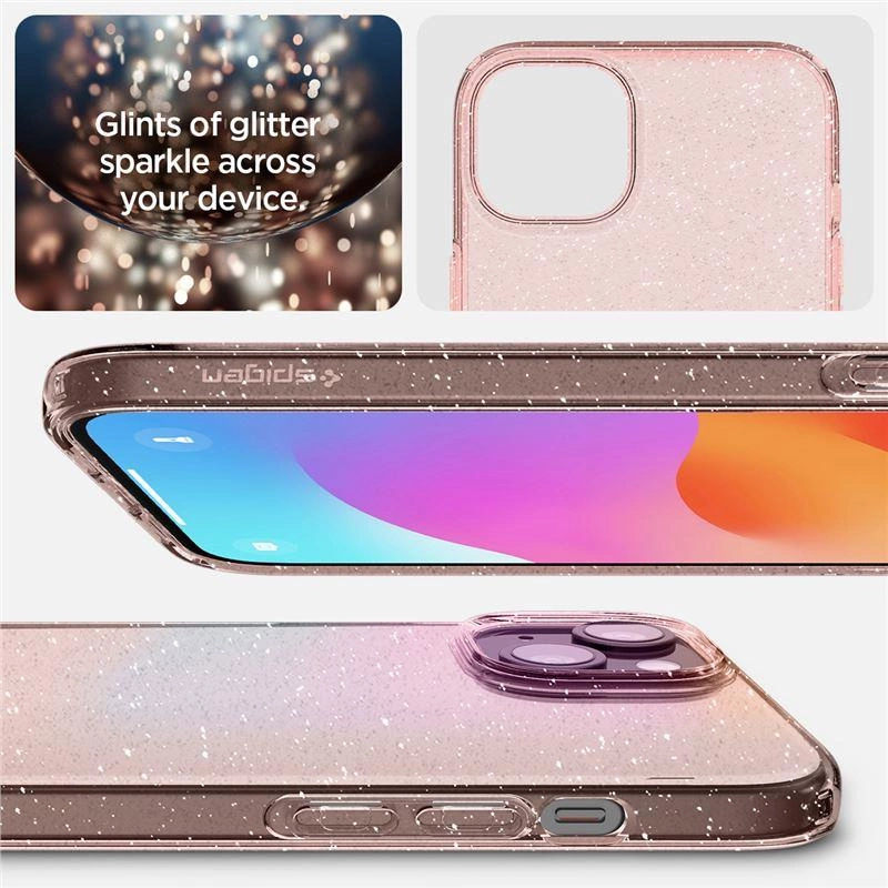 Spigen Liquid Crystal Glitter Pink/Clear iPhone 15 Plus Tok