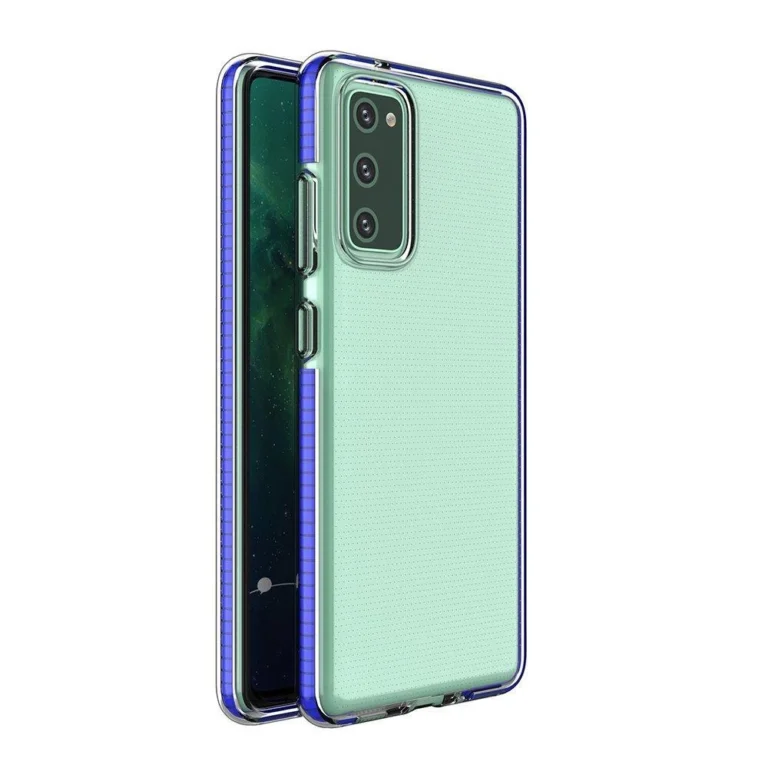 Spring Clear TPU Gel Protective Cover With Colorful Frame Dark Blue Samsung Galaxy A72 Tok