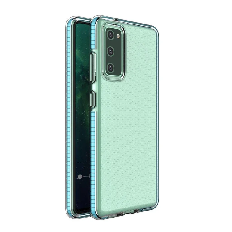 Spring Clear TPU Gel Protective Cover With Colorful Frame Light Blue Samsung Galaxy A72 Tok