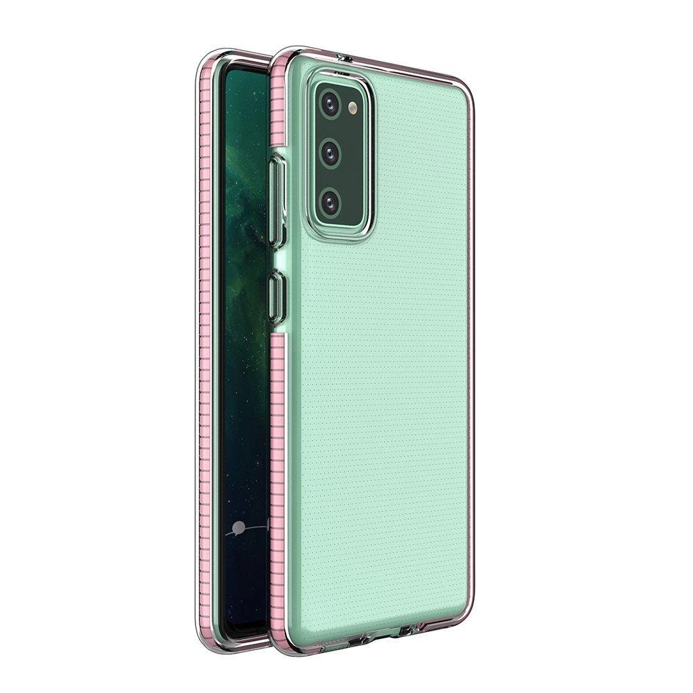 Spring Clear TPU Gel Protective Cover With Colorful Frame Light Pink Samsung Galaxy A02s Tok