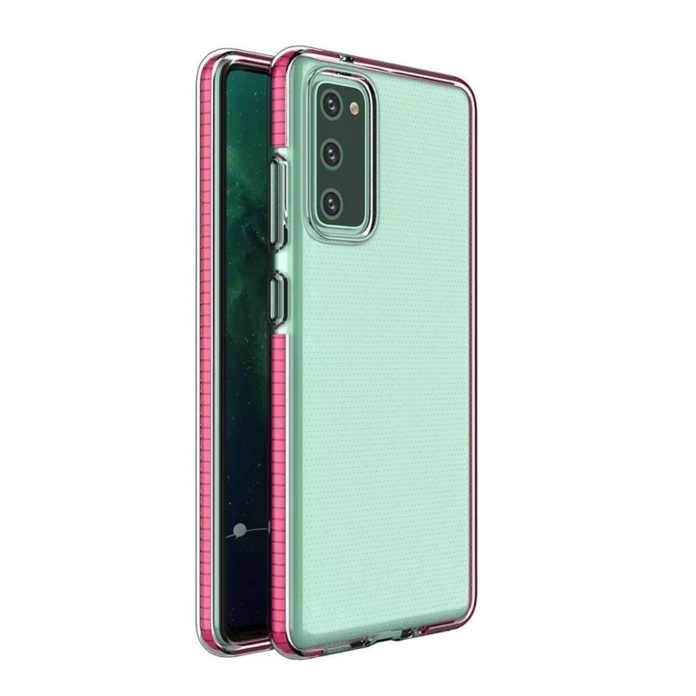 Spring Clear TPU Gel Protective Cover With Colorful Frame Light Pink Samsung Galaxy A72 Tok
