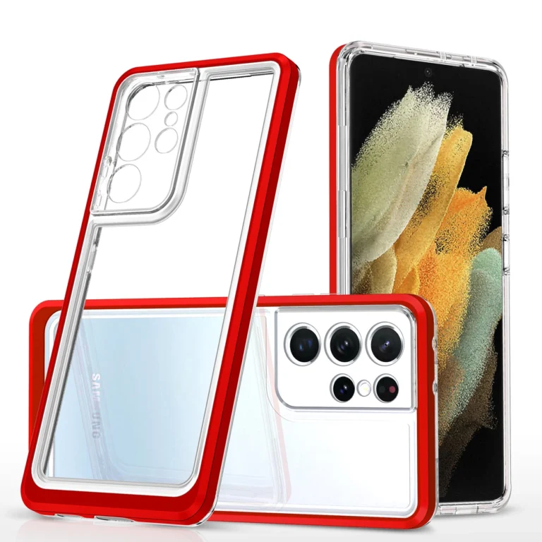 Clear 3In1 Frame Gel Cover Red Samsung Galaxy S21 Ultra Tok