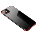 Clear Color Gel TPU Electroplating Frame Cover Red Samsung Galaxy S21 Ultra Tok