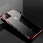 Clear Color Gel TPU Electroplating Frame Cover Red Samsung Galaxy S21 Ultra Tok