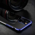 Clear Color TPU Gel Cover With A Metallic Frame Blue Samsung Galaxy S22 Ultra Tok