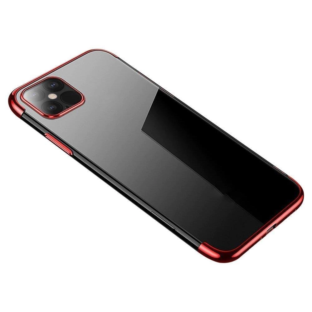 Clear Color TPU Gel Cover With Metallic Frame Red Samsung Galaxy S22 Plus Tok