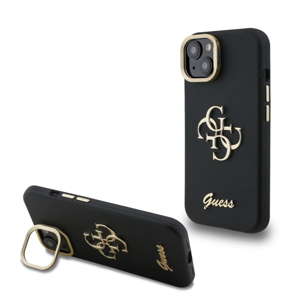 Guess PU Grained 4G Logo Stand Camera Frame Black iPhone 13 Tok