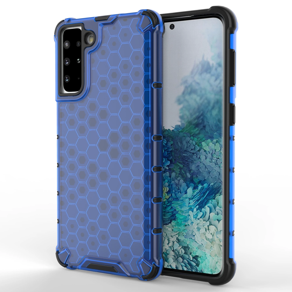 Honeycomb Armor Cover With TPU Bumper Blue Samsung Galaxy S21 Plus Tok