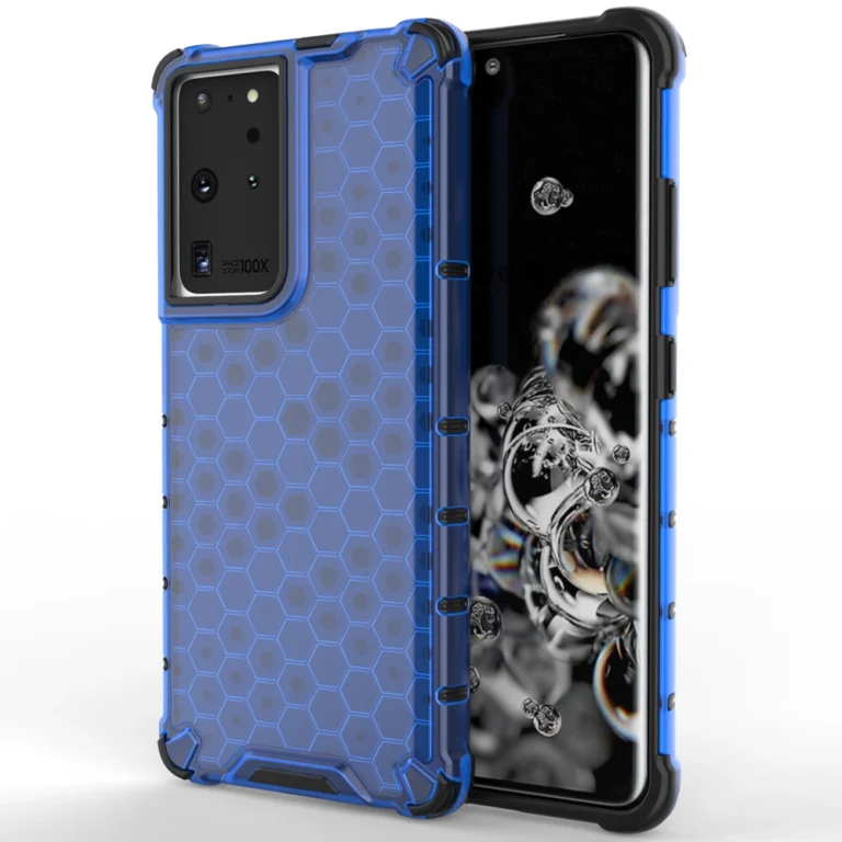 Honeycomb Armored Cover With A Gel Frame Blue Samsung Galaxy S22 Ultra Tok