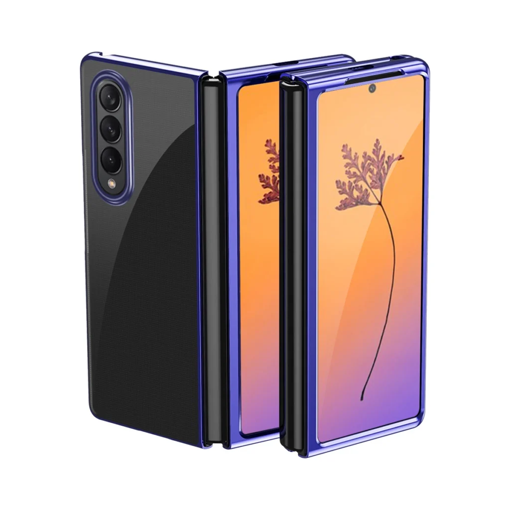 Plating Cover With A Metallic Frame Blue Samsung Galaxy Z Fold 4 Tok