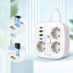 Tech-Protect Pcs3X4 Power Strip 2 Usb & 2 Type-C & 3 Socket 200Cm White