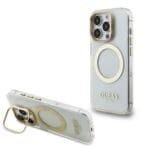 Guess IML Gold Outline Stand Camera Frame MagSafe Transparent iPhone 15 Pro Tok