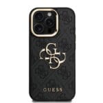 Guess PU 4G Metal Logo Stand Camera Frame Black iPhone 15 Pro Max Tok