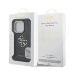 Guess PU 4G Metal Logo Stand Camera Frame Black iPhone 15 Pro Max Tok