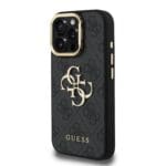 Guess PU 4G Metal Logo Stand Camera Frame Black iPhone 15 Pro Tok
