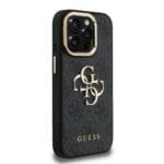 Guess PU 4G Metal Logo Stand Camera Frame Black iPhone 15 Pro Tok
